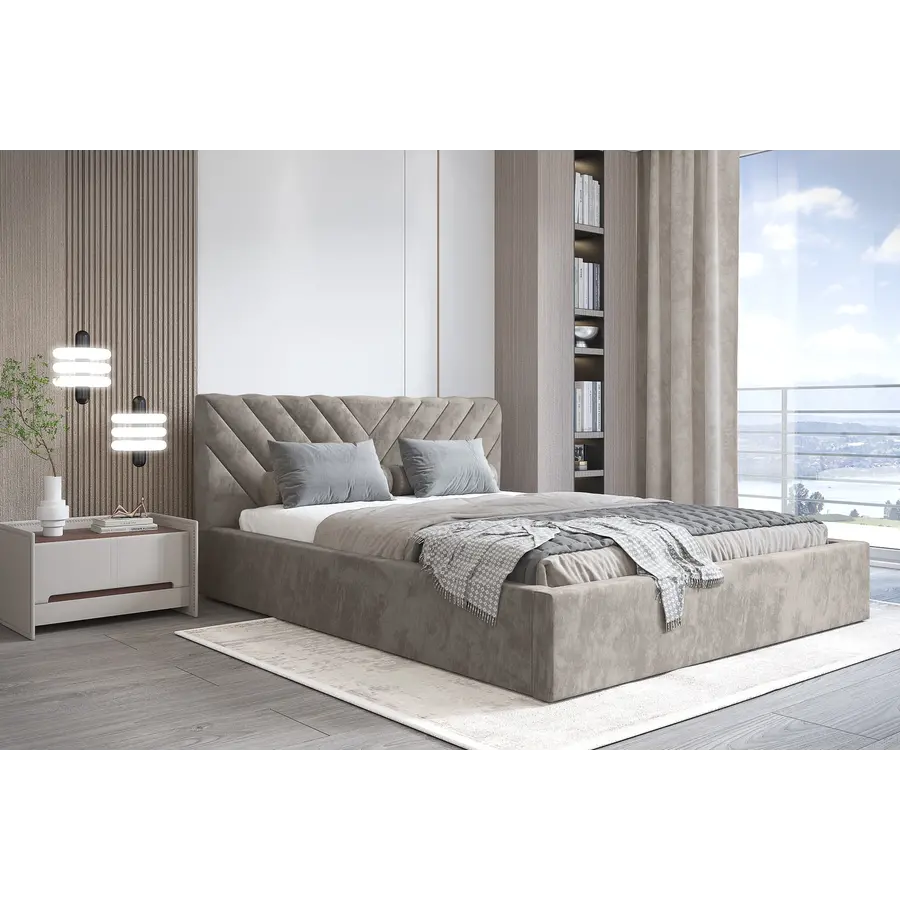 Vegas III 140 x 200 cm Gestoffeerd Bed Grijs