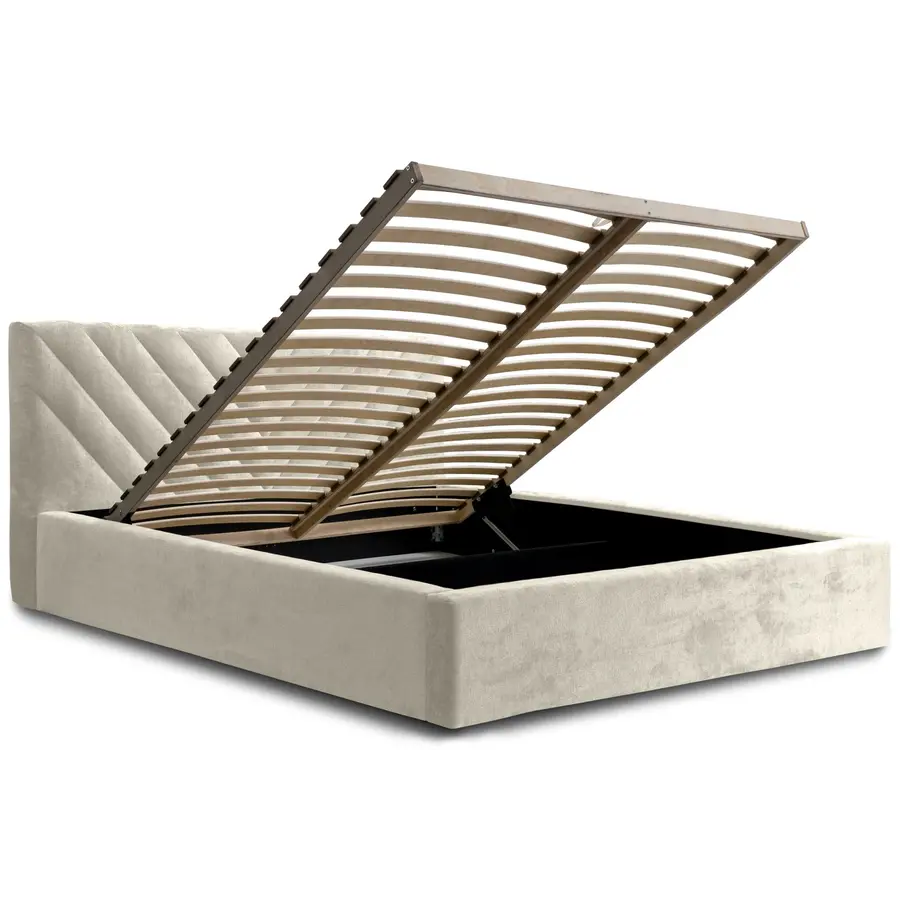 Vegas III 160 x 200 cm Gestoffeerd Bed Creme Vegas III 160 x 200 cm Gestoffeerd Bed Creme