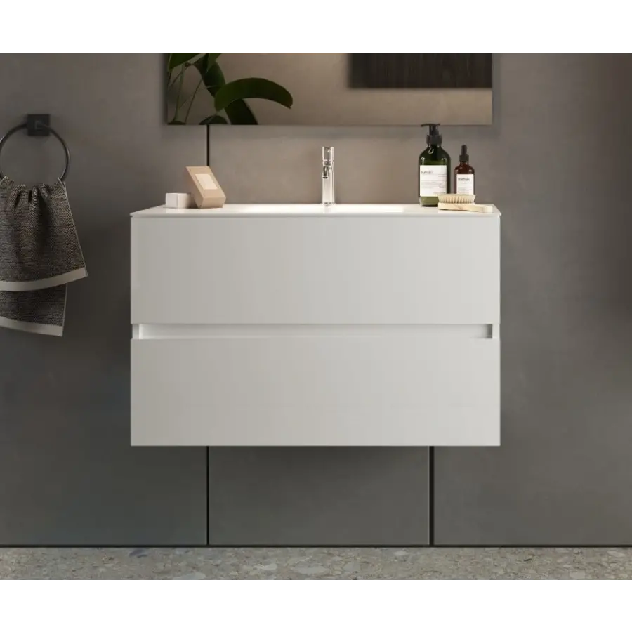 Start HG Wit 80 cm Zwevend Wastafel en Onderkast Start HG Wit 80 cm Zwevend Wastafel en Onderkast