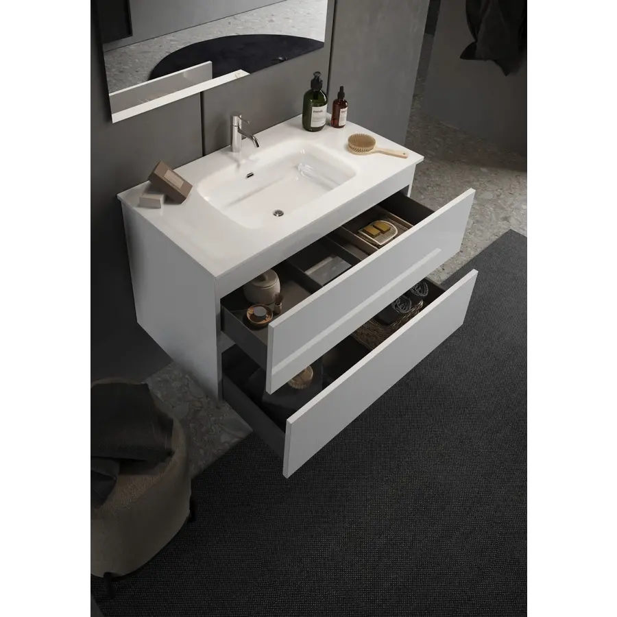 Start HG Wit 100 cm Zwevend Wastafel en Onderkast Start HG Wit 100 cm Zwevend Wastafel en Onderkast