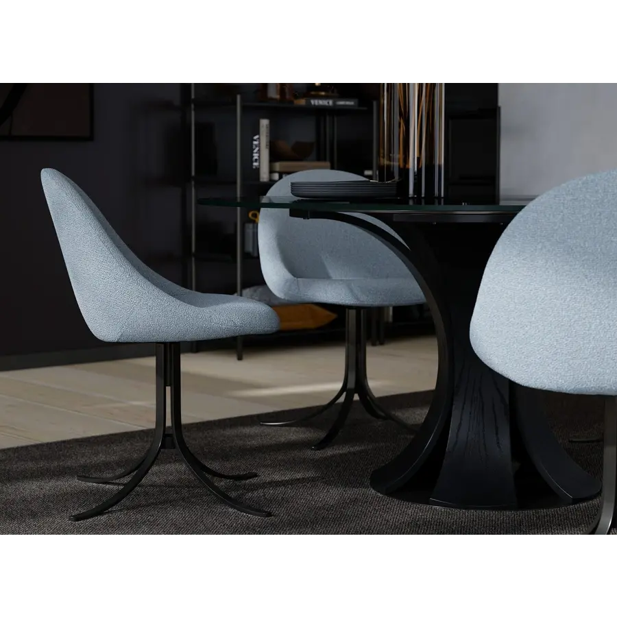 Dolo Mistblauw Bouclé Draaistoel