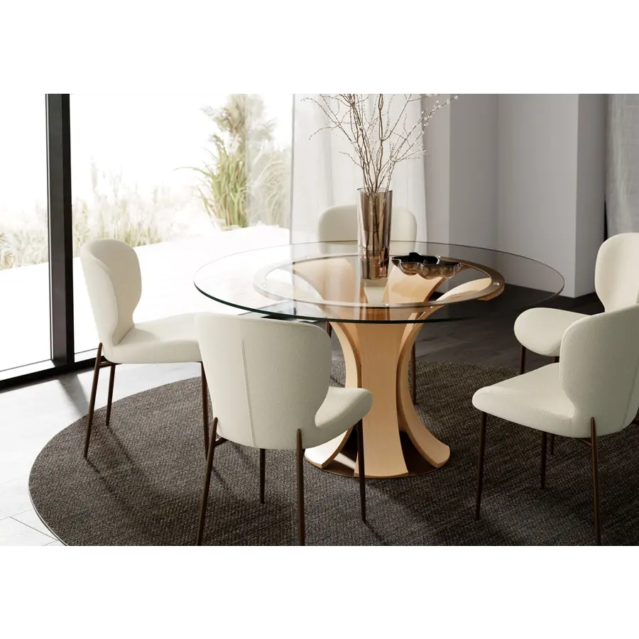 Epic Ronde Eettafel Glas / Blank Eiken Epic Ronde Eettafel Glas / Blank Eiken