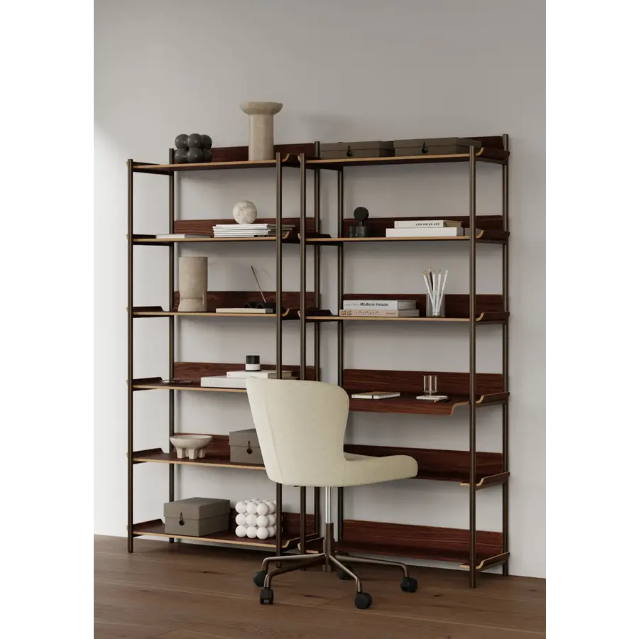 Friyay Walnoot Boekenkast met Bureaublad Friyay Walnoot Boekenkast met Bureaublad