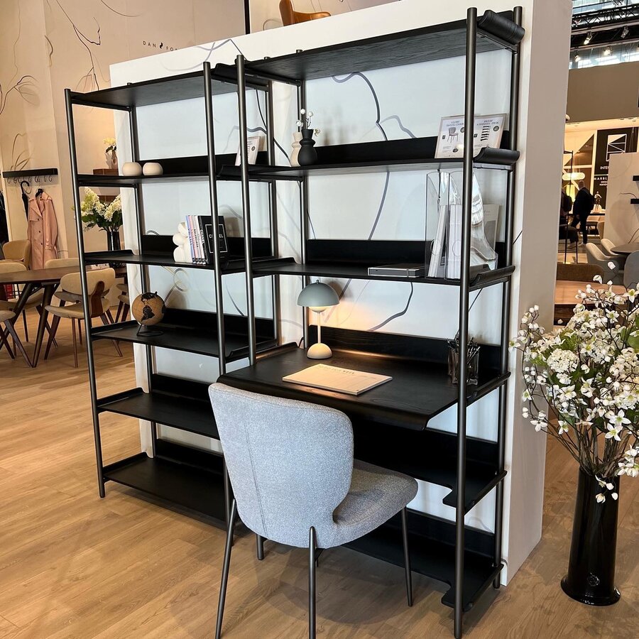 Friyay Zwart Essenhout Boekenkast met Bureaublad Friyay Zwart Essenhout Boekenkast met Bureaublad