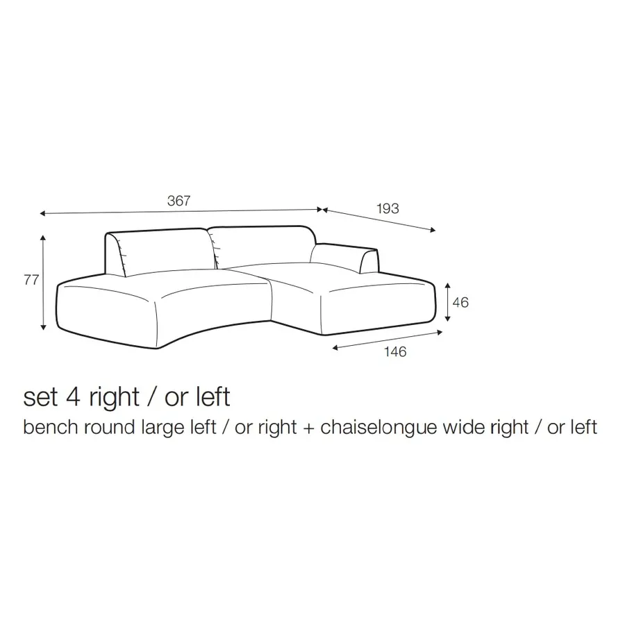 Emily Candy Chaise Longue Wide + Bench Round Emily Candy Chaise Longue Wide + Bench Round