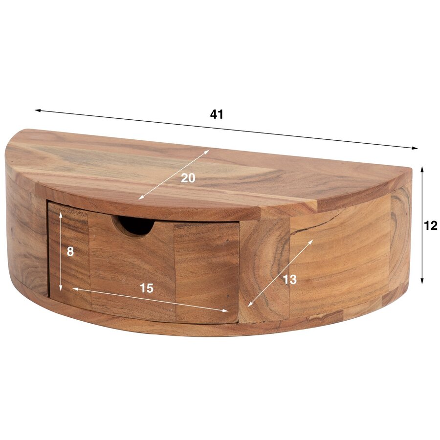 Curve Nachtkastje Wandgemonteerd met Lade Curve Nachtkastje Wandgemonteerd met Lade