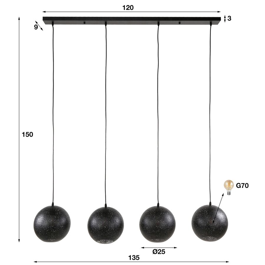 Zip Artic Zwart Hanglamp 4L Ø25 Zip Artic Zwart Hanglamp 4L Ø25