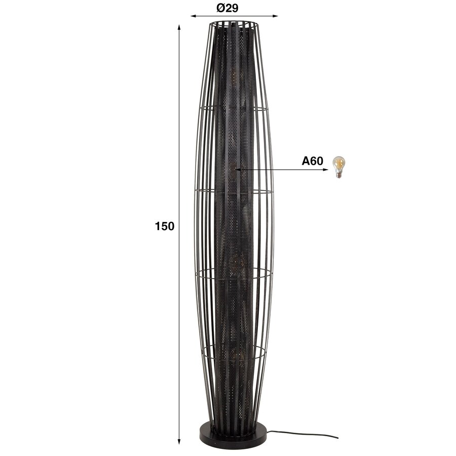 Eda Houtskool Zwart Vloerlamp 4L Eda Houtskool Zwart Vloerlamp 4L