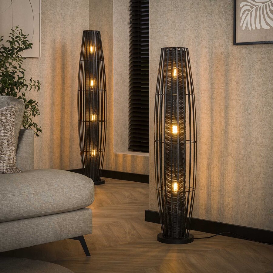 Eda Houtskool Zwart Vloerlamp 4L Eda Houtskool Zwart Vloerlamp 4L