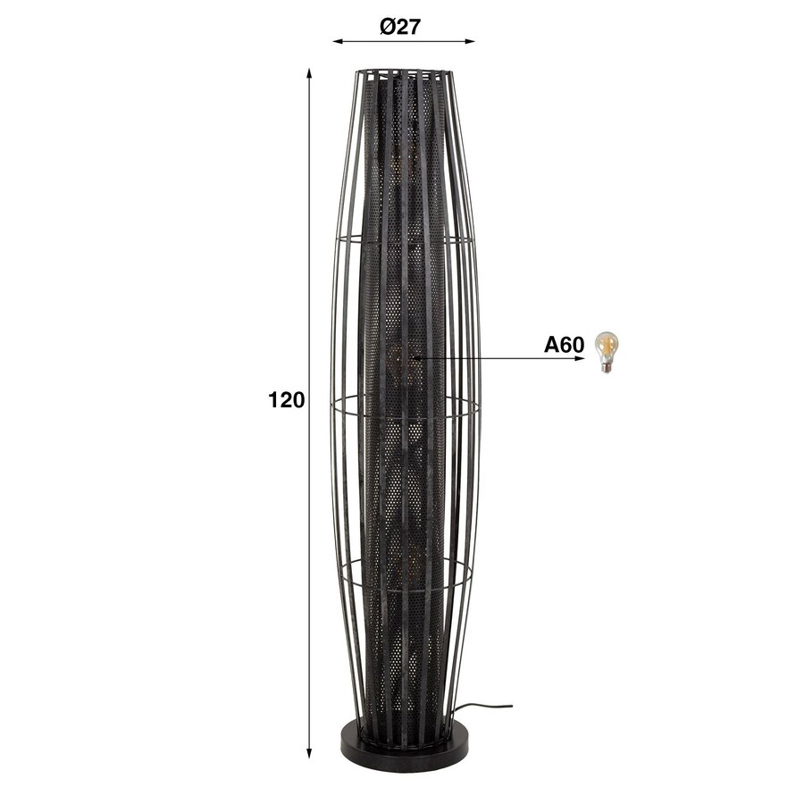 Eda Houtskool Zwart Vloerlamp 3L Eda Houtskool Zwart Vloerlamp 3L