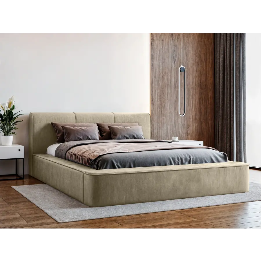 Tulla 140 x 200 cm Gestoffeerd Bed Beige