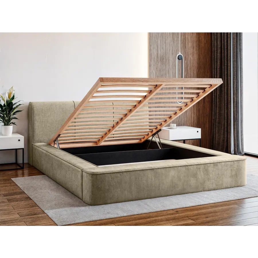Tulla 180 x 200 cm Gestoffeerd Bed Beige Tulla 180 x 200 cm Gestoffeerd Bed Beige