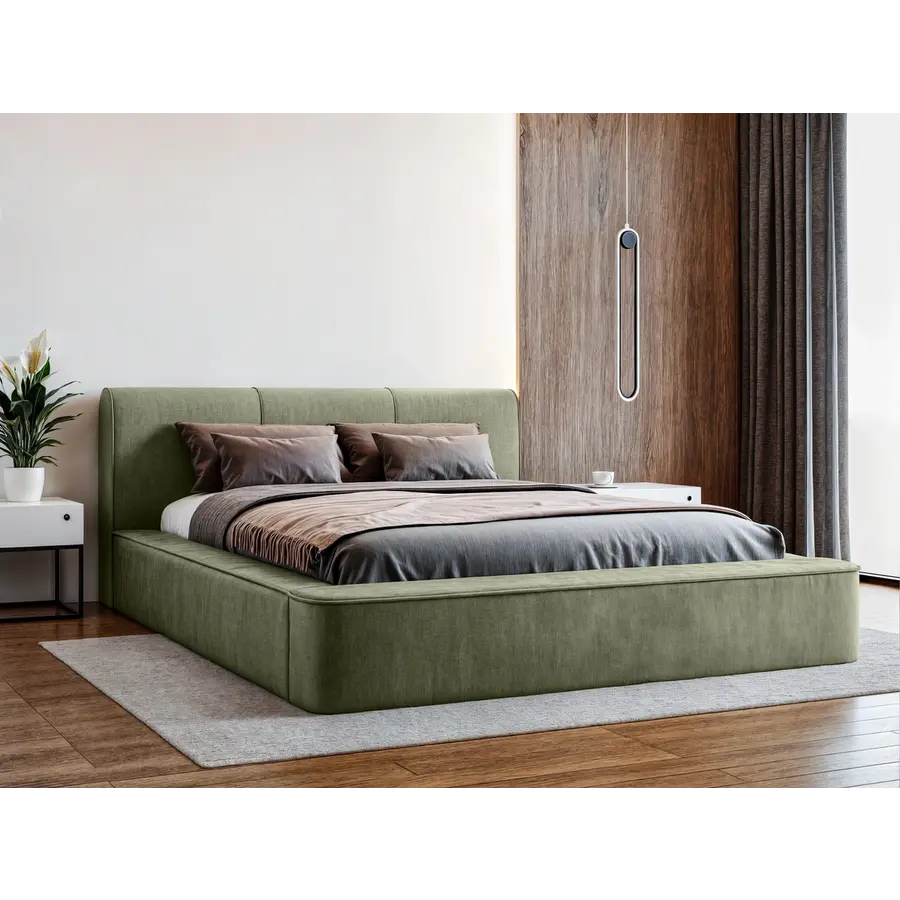 Tulla 160 x 200 cm Gestoffeerd Bed Olijfgroen Tulla 160 x 200 cm Gestoffeerd Bed Olijfgroen