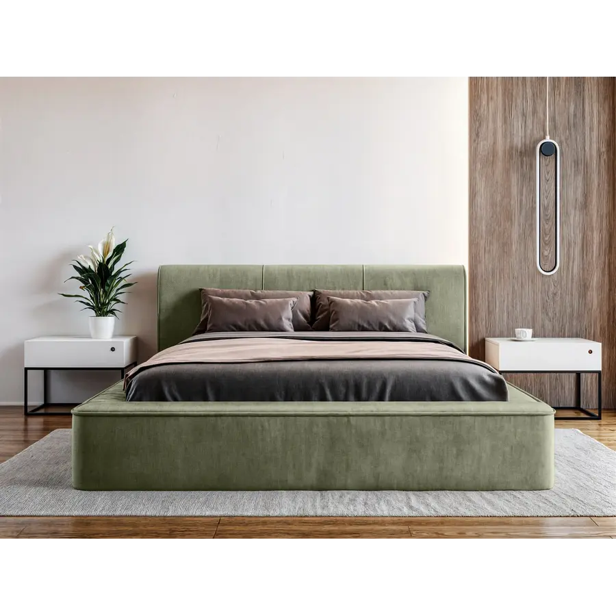 Tulla 160 x 200 cm Gestoffeerd Bed Olijfgroen Tulla 160 x 200 cm Gestoffeerd Bed Olijfgroen