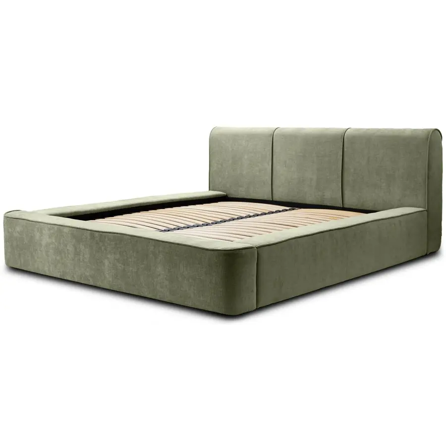 Tulla 160 x 200 cm Gestoffeerd Bed Olijfgroen Tulla 160 x 200 cm Gestoffeerd Bed Olijfgroen