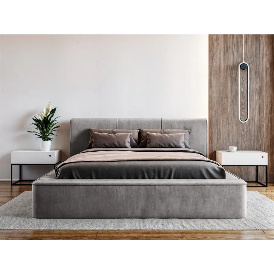 Tulla 140 x 200 cm Gestoffeerd Bed Grijs