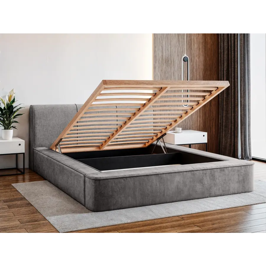 Tulla 180 x 200 cm Gestoffeerd Bed Grijs