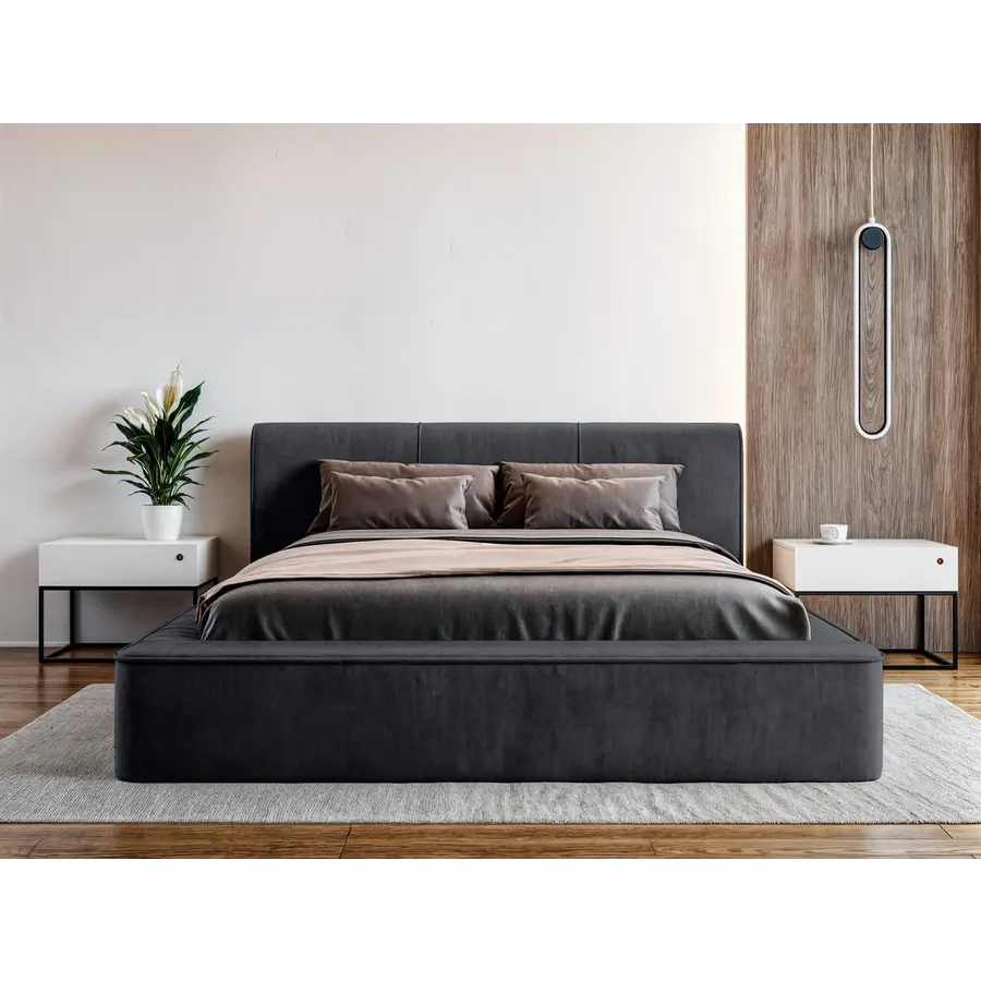 Tulla 140 x 200 cm Gestoffeerd Bed Zwart