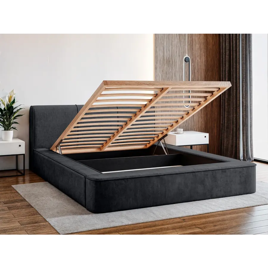 Tulla 180 x 200 cm Gestoffeerd Bed Zwart Tulla 180 x 200 cm Gestoffeerd Bed Zwart