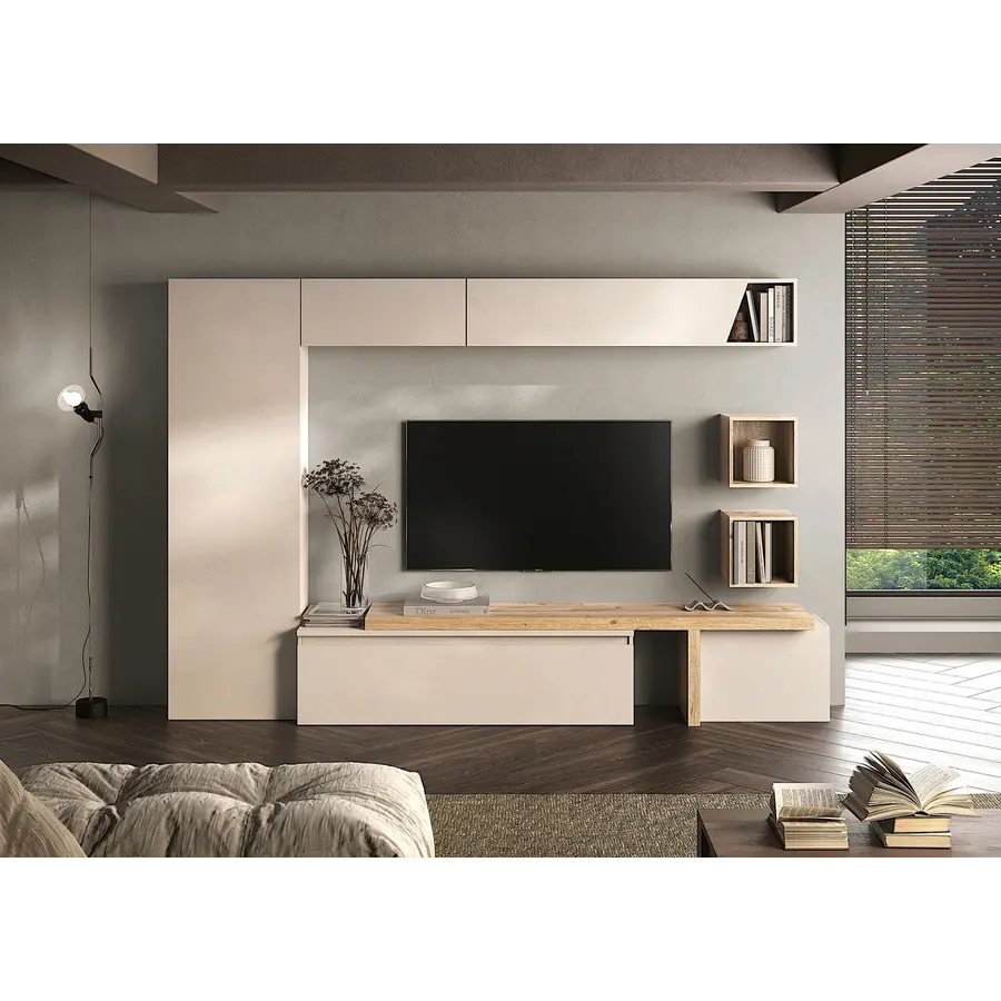 Infinity 2.0 Cashmere / Kadiz Eiken TV Meubel Set 77 Infinity 2.0 Cashmere / Kadiz Eiken TV Meubel Set 77