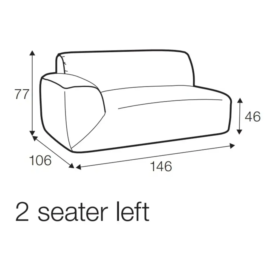 Emily 2-Zits 146 cm Links/Rechts Emily 2-Zits 146 cm Links/Rechts