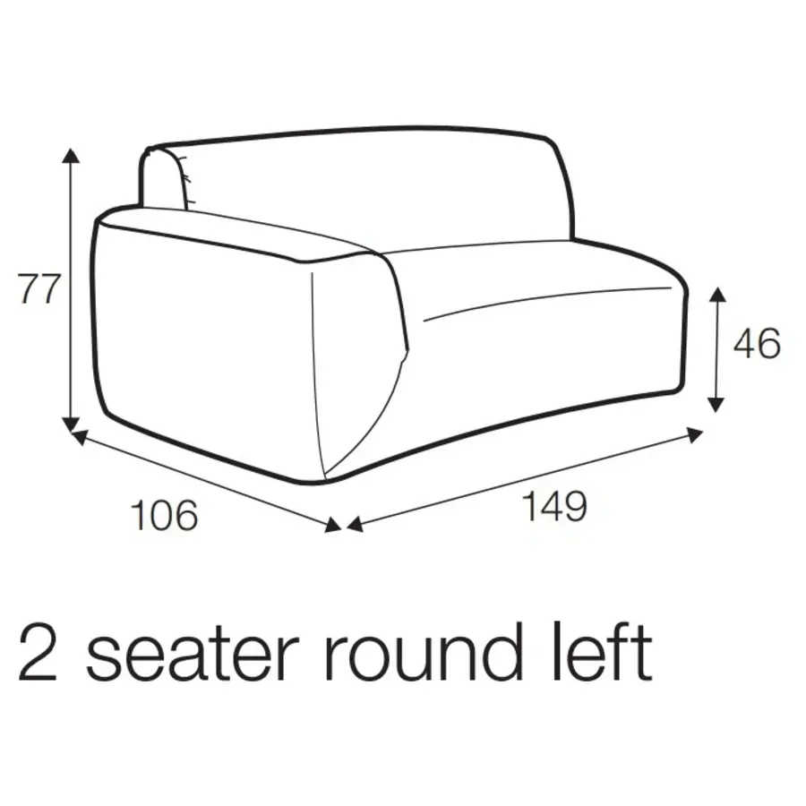 Emily 2-Zits 149 cm Rond Links/Rechts Emily 2-Zits 149 cm Rond Links/Rechts