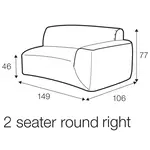 Emily 2-Zits 149 cm Rond Links/Rechts Emily 2-Zits 149 cm Rond Links/Rechts