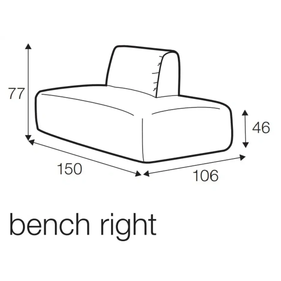 Emily Bench 150 cm Links/Rechts Emily Bench 150 cm Links/Rechts