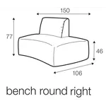 Emily Bench 150 cm Rond Links/Rechts Emily Bench 150 cm Rond Links/Rechts