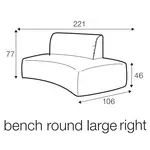 Emily Large Bench 221 cm Rond Links/Rechts