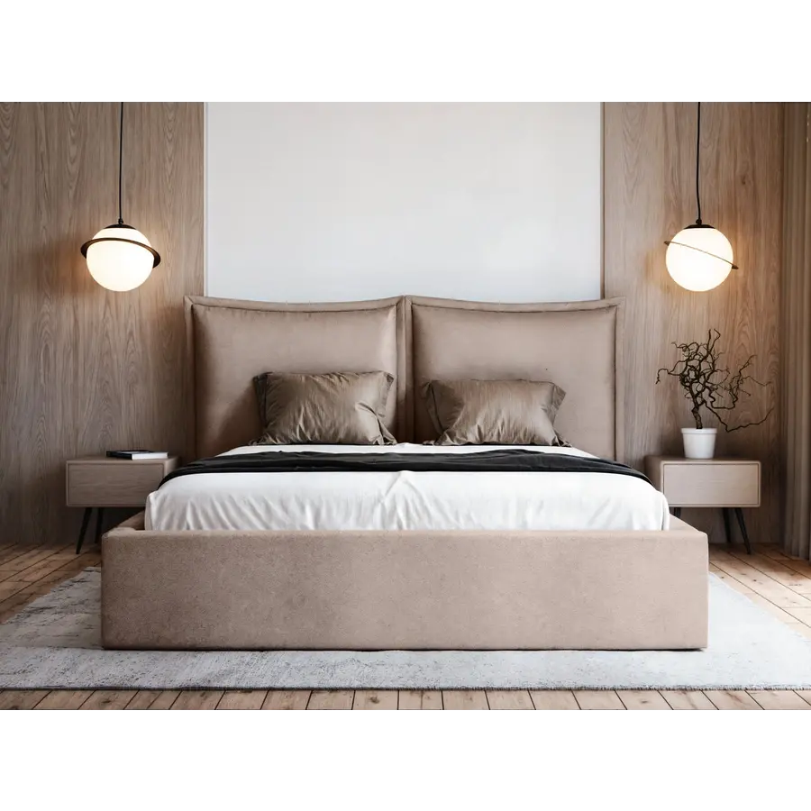 Werona 140 x 200 cm Gestoffeerd Bed Taupe Werona 140 x 200 cm Gestoffeerd Bed Taupe