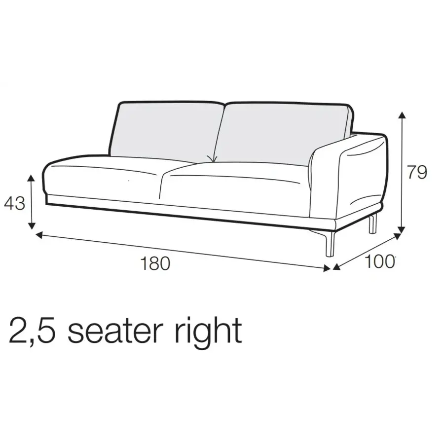 Edvin 2,5-Zits 180 cm Links/Rechts Edvin 2,5-Zits 180 cm Links/Rechts