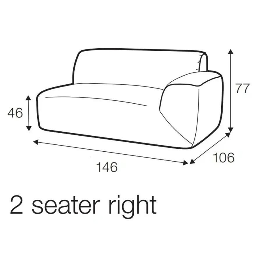 Emily 2-Zits 146 cm Links/Rechts Emily 2-Zits 146 cm Links/Rechts