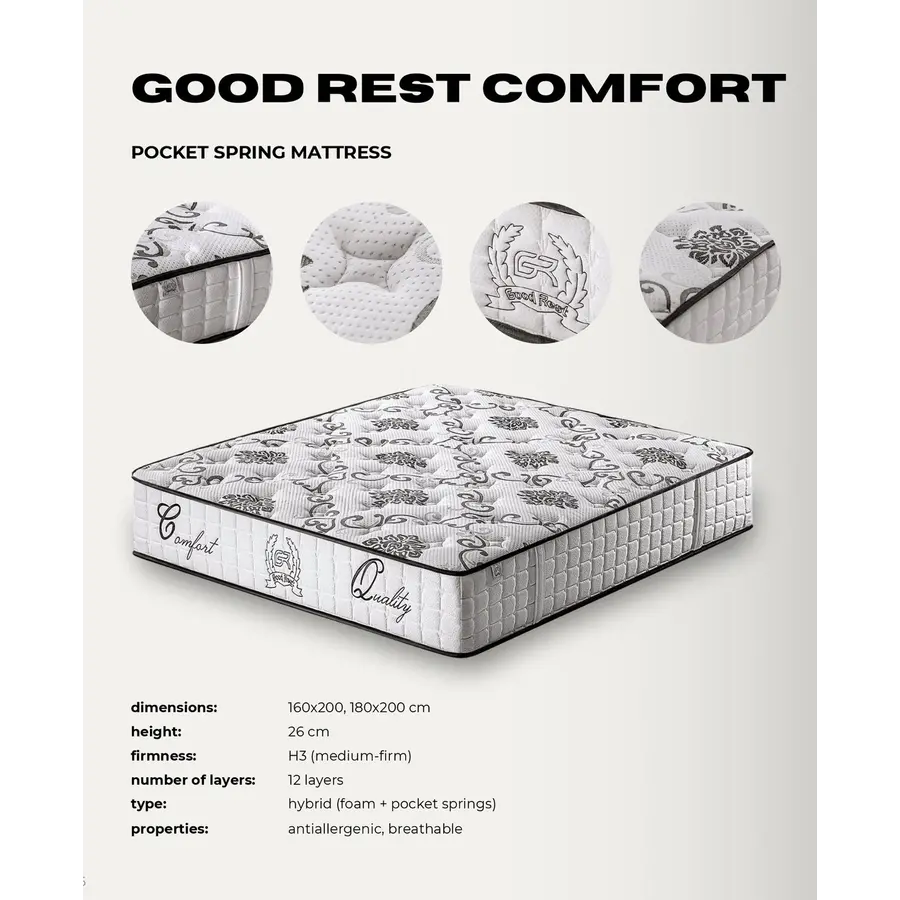 Good Rest Comfort 160 x 200 cm Pocketvering Matras Good Rest Comfort 160 x 200 cm Pocketvering Matras