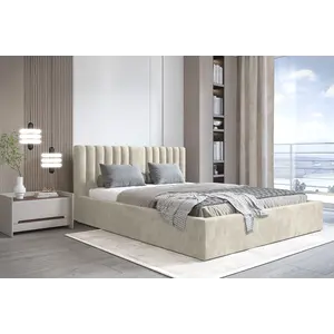 Trae Mobler Vegas VI 140 x 200 cm Gestoffeerd Bed Creme