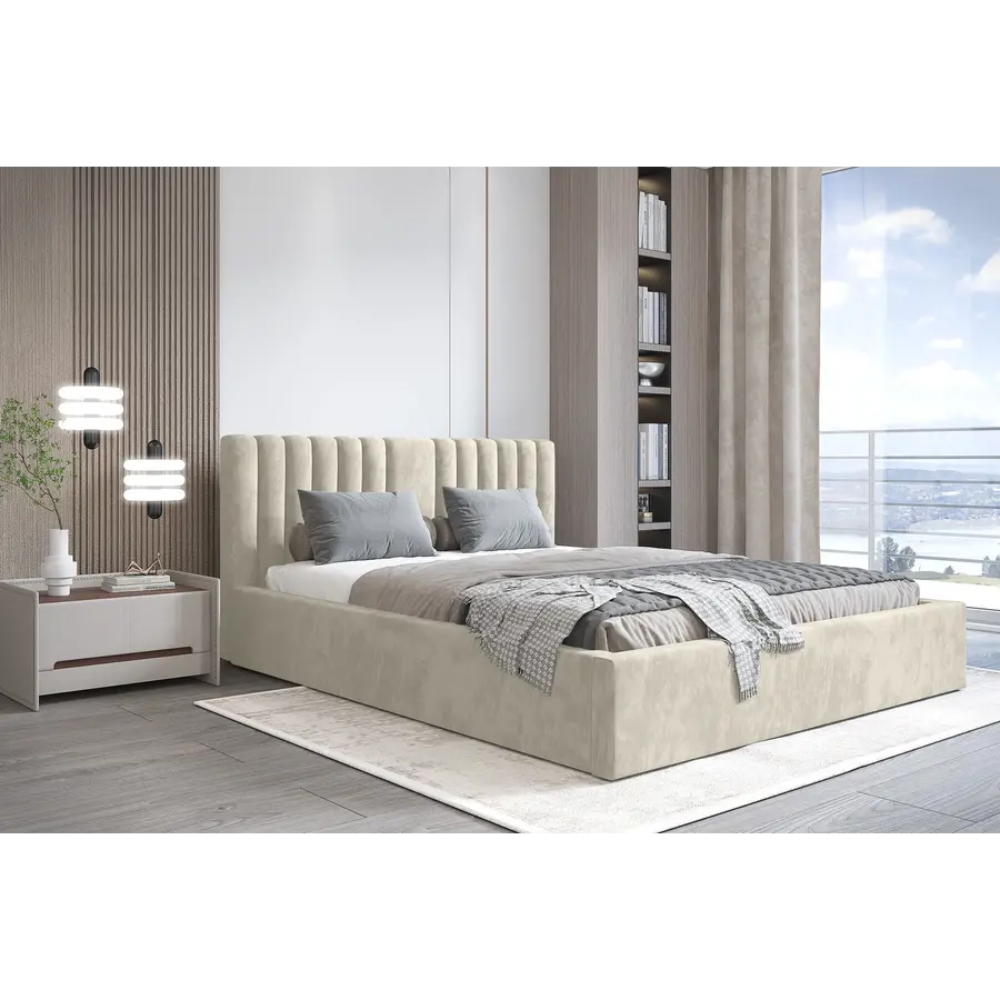 Vegas VI 140 x 200 cm Gestoffeerd Bed Creme