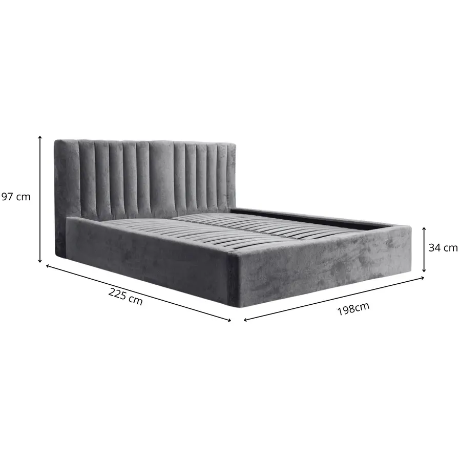 Vegas VI 180 x 200 cm Gestoffeerd Bed Grijs