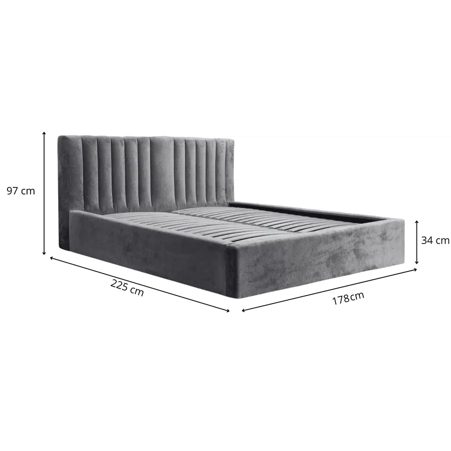 Vegas VI 160 x 200 cm Gestoffeerd Bed Grijs Vegas VI 160 x 200 cm Gestoffeerd Bed Grijs