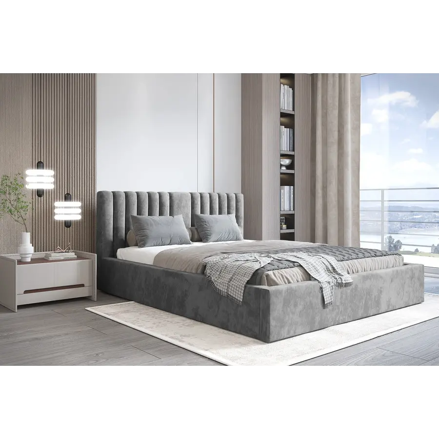 Vegas VI 180 x 200 cm Gestoffeerd Bed Donkergrijs Vegas VI 180 x 200 cm Gestoffeerd Bed Donkergrijs