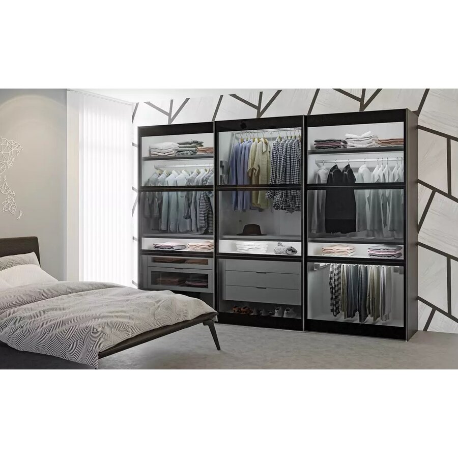 Donker Rookglas Schuifdeurkast 253 cm Donker Rookglas Schuifdeurkast 253 cm