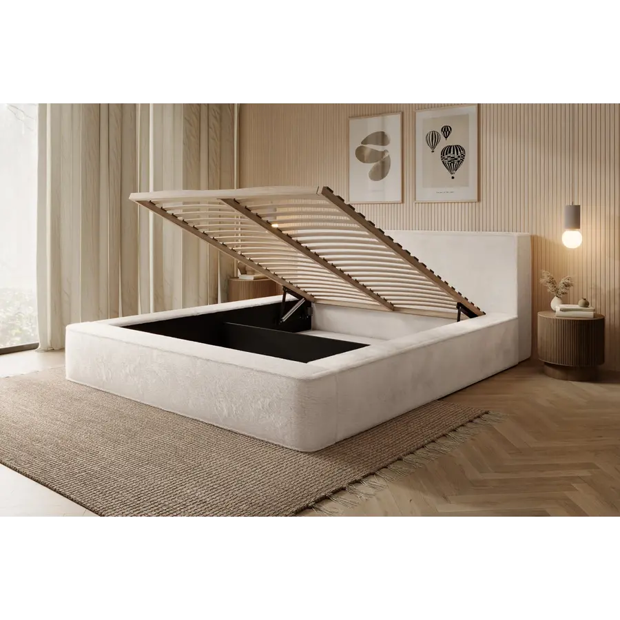 Ajsza 140 x 200 cm Gestoffeerd Bed Creme