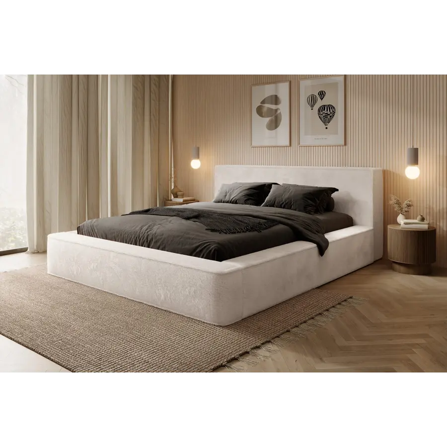 Ajsza 140 x 200 cm Gestoffeerd Bed Creme