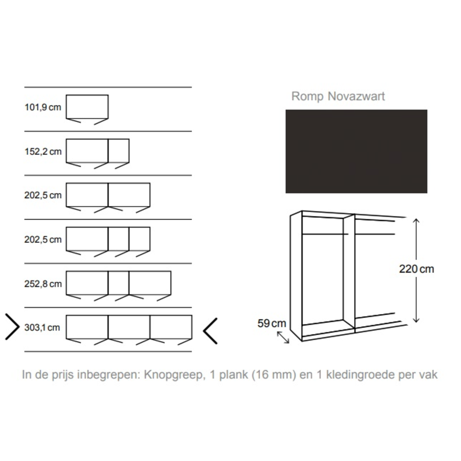 Groevenstructuur Donker Draaideurkast 6 deuren Groevenstructuur Donker Draaideurkast 6 deuren
