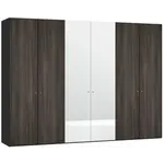 Jutzler Groevenstructuur Donker/Spiegel Draaideurkast 6 deuren Jutzler Groevenstructuur Donker/Spiegel Draaideurkast 6 deuren