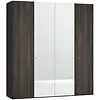 Groevenstructuur Donker/Spiegel Draaideurkast 4 deuren Groevenstructuur Donker/Spiegel Draaideurkast 4 deuren