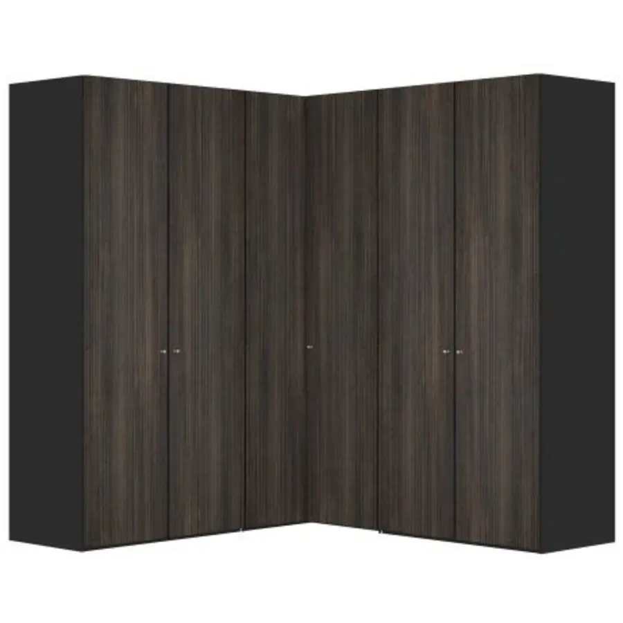 Groevenstructuur Donker 90° Hoek Kledingkast 6 Deurs Groevenstructuur Donker 90° Hoek Kledingkast 6 Deurs