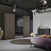 Groevenstructuur Donker/Spiegel Draaideurkast 5 deuren Groevenstructuur Donker/Spiegel Draaideurkast 5 deuren