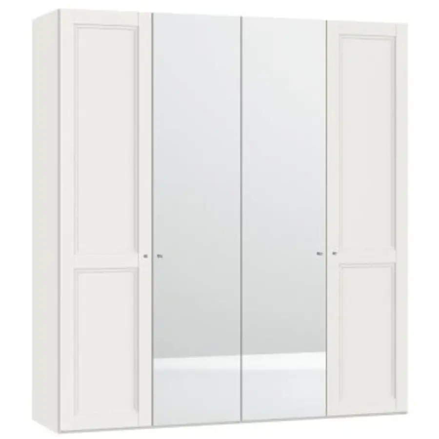 Landhuis Wit/Spiegel Draaideurkast 4 deuren Landhuis Wit/Spiegel Draaideurkast 4 deuren