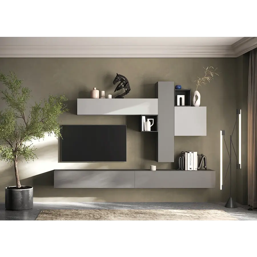 Infinity 2.0 Ardesia/Gesso/Piombo TV Meubel Set 82 Infinity 2.0 Ardesia/Gesso/Piombo TV Meubel Set 82