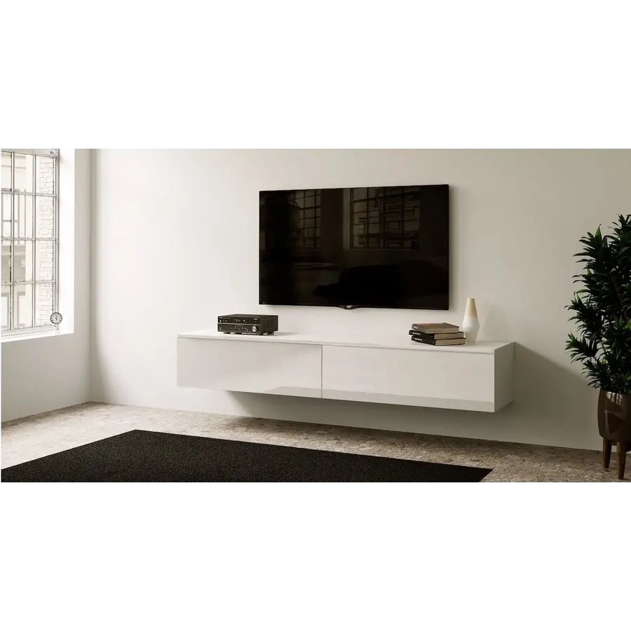 Levana Hoogglans Alpine Wit 200 cm TV Wandmeubel Levana Hoogglans Alpine Wit 200 cm TV Wandmeubel